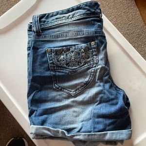 Rolled jean shorts